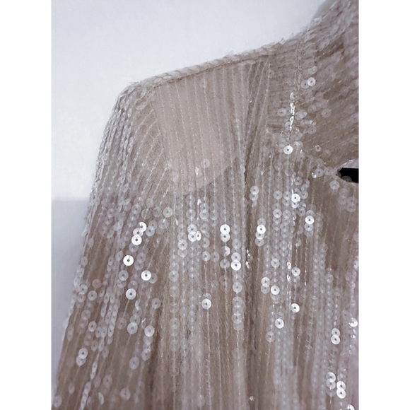 Nasty Gal Champagne Sequin Blazer Party Open Front Size US 2 | Jacket Only - Picture 3 of 11